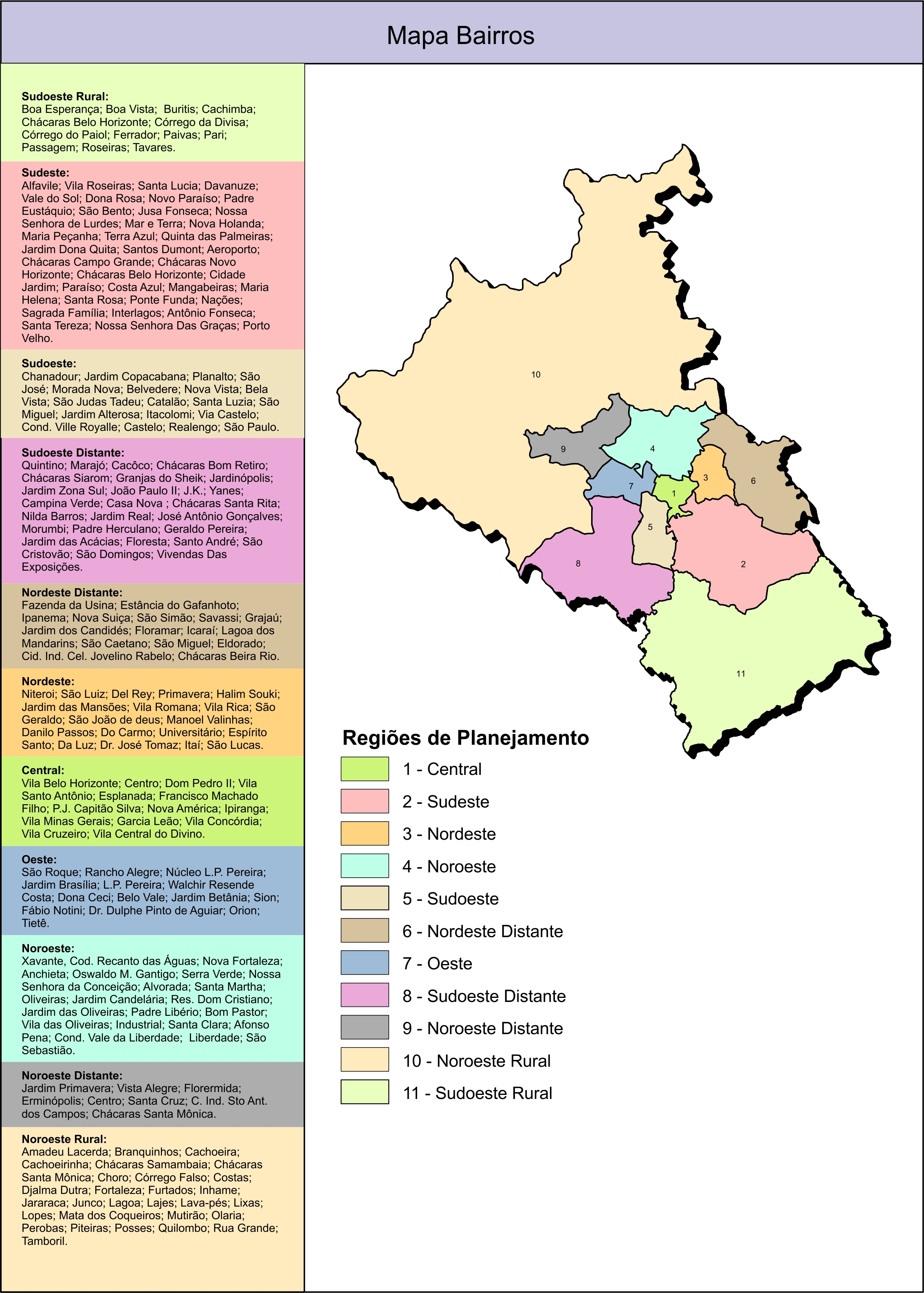 Mapa Das Regioes De Divinopolis